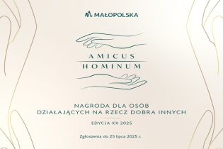Grafika przedstawia zaproszenie do zgłaszania kandydatur do nagrody Amicus Hominum