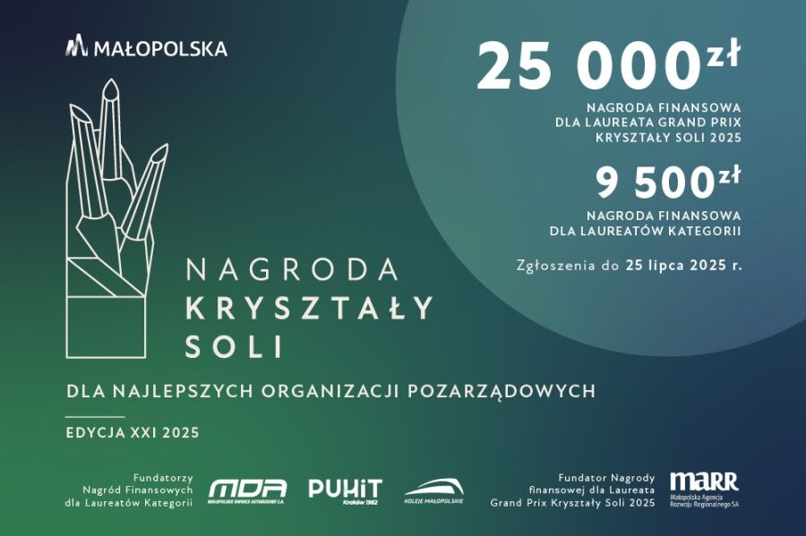 Nagroda Województwa Małopolskiego Kryształy Soli 2025 dla najlepszych małopolskich organizacji pozarządowych