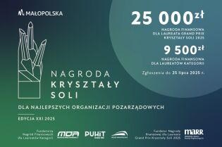 Nagroda Województwa Małopolskiego Kryształy Soli 2025 dla najlepszych małopolskich organizacji pozarządowych