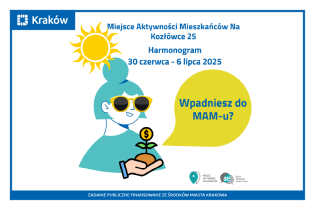 Rysunek przedstawia portret uśmiechniętej kobiety w okularach przeciwsłonecznych, nad którą widać słońce, a przed nią sadzonkę kwiatka na dłoni