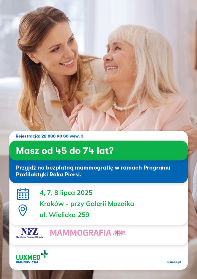 Bezpłatne badania mammograficzne w Krakowie
