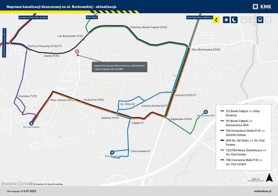 ZTP, remont ul. Borkowskiej, nowa mapa