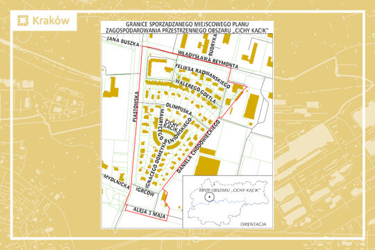 Granice projektu miejscowego planu zagospodarowania przestrzennego obszaru „Cichy Kącik”
