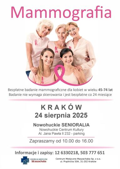 Skorzystaj z badań mammograficznych podczas Nowohuckich Senioraliów