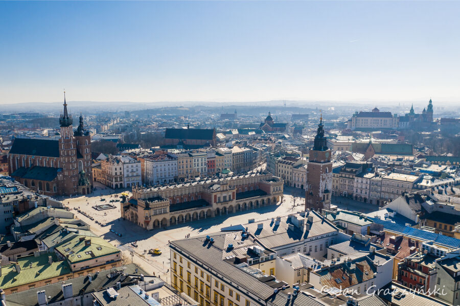 Krakowski Rynek z lotu ptaka 