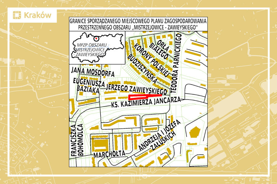Granice projektu miejscowego planu zagospodarowania przestrzennego obszaru „Mistrzejowice - Zawieyskiego”