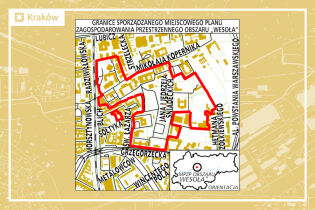 Granice projektu miejscowego planu zagospodarowania przestrzennego obszaru „Wesoła”