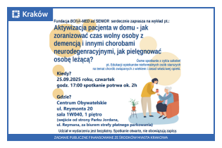 Aktywizacja pacjenta w domu - jak zorganizować czas wolny osoby z demencją i innymi chorobami neurodegeneracyjnymi, jak pielęgnować osobę leżącą?