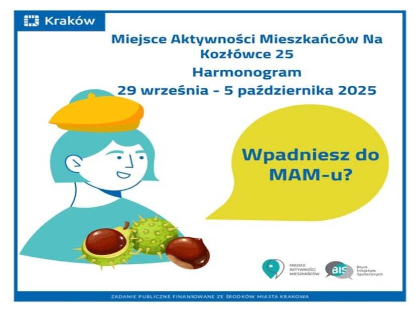 Grafika z tekstem: Miejsce Aktywności Mieszkańców Na Kozłówce 25 