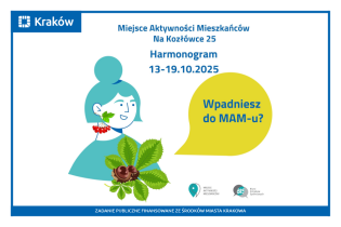 Rysunek przedstawiający portret uśmiechniętej kobiety z kolczykiem w kształcie liścia i czerwonych owoców podobnych do jarzębiny, przed którą widać kasztany i liść kasztanowca