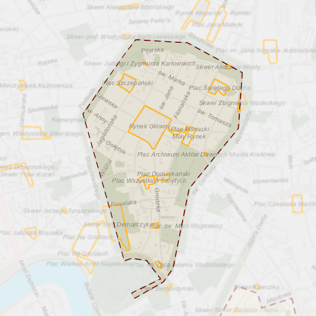 Driving around Kraków city center