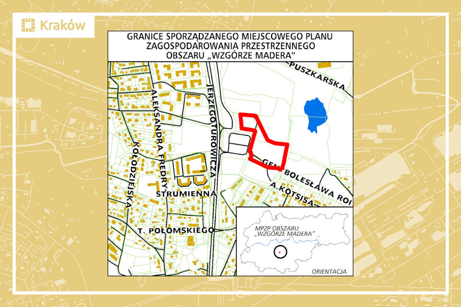 Granice projektu miejscowego planu zagospodarowania przestrzennego obszaru „Wzgórza Madera”