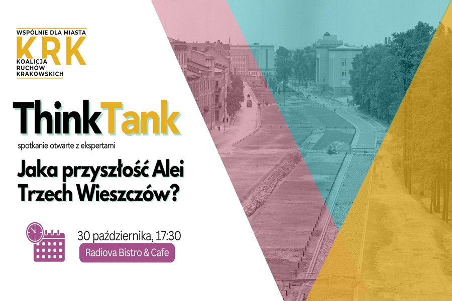 Grafika zaprasza do udziału w wydarzeniu pod nazwą ThinkTank miejski KRK: Jaka przyszłość Alei Trzech Wieszczów?