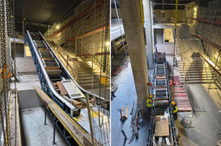 Schody ruchome na rondzie Polsadu