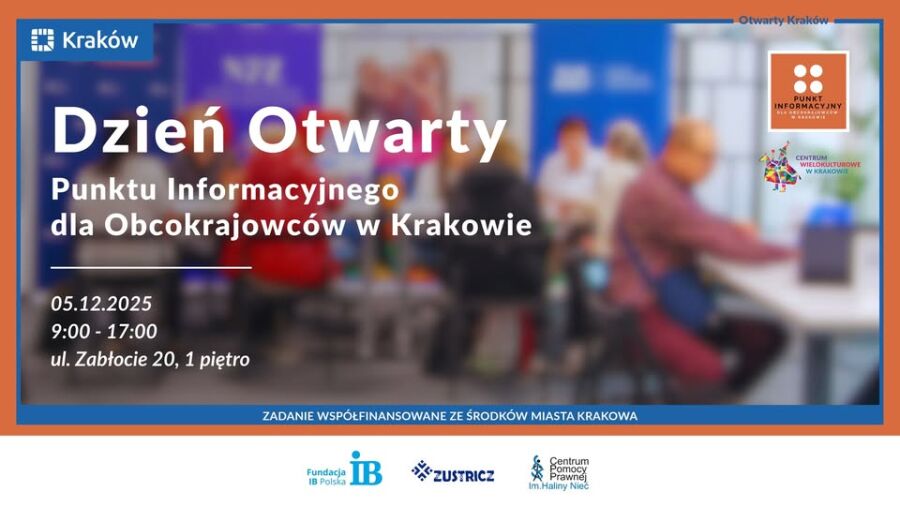 Banner promujący Dzień Otwarty Punktu Informacyjnego dla Obcokrajowców w dniu 5 grudnia 2025 r.