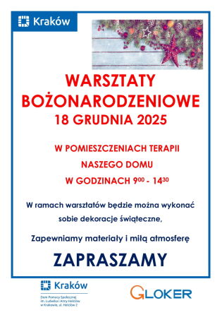 Wspólnie tworzymy świąteczny klimat – warsztaty bożonarodzeniowe.
