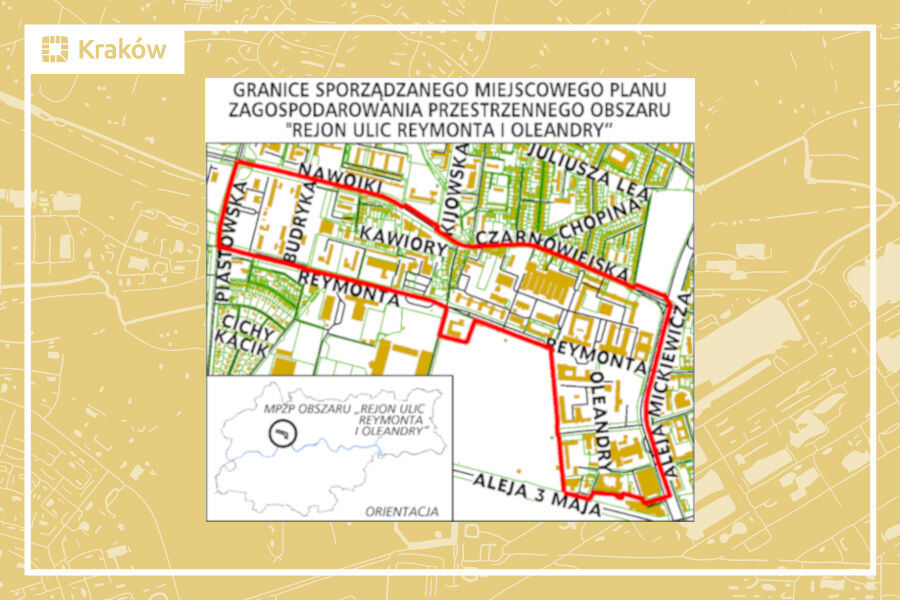 Granice projektu miejscowego planu zagospodarowania przestrzennego obszaru „Rejon ulic Reymonta i Oleandry”