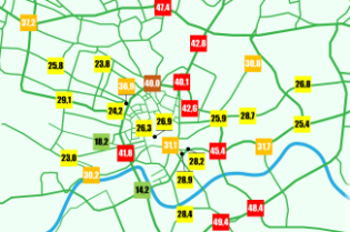 Mapa stężenia dwutlenku azotu w Krakowie