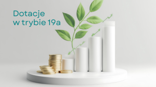 Na grafice widnieje informacja dotacje  w trybie art. 19a  oraz plik monet