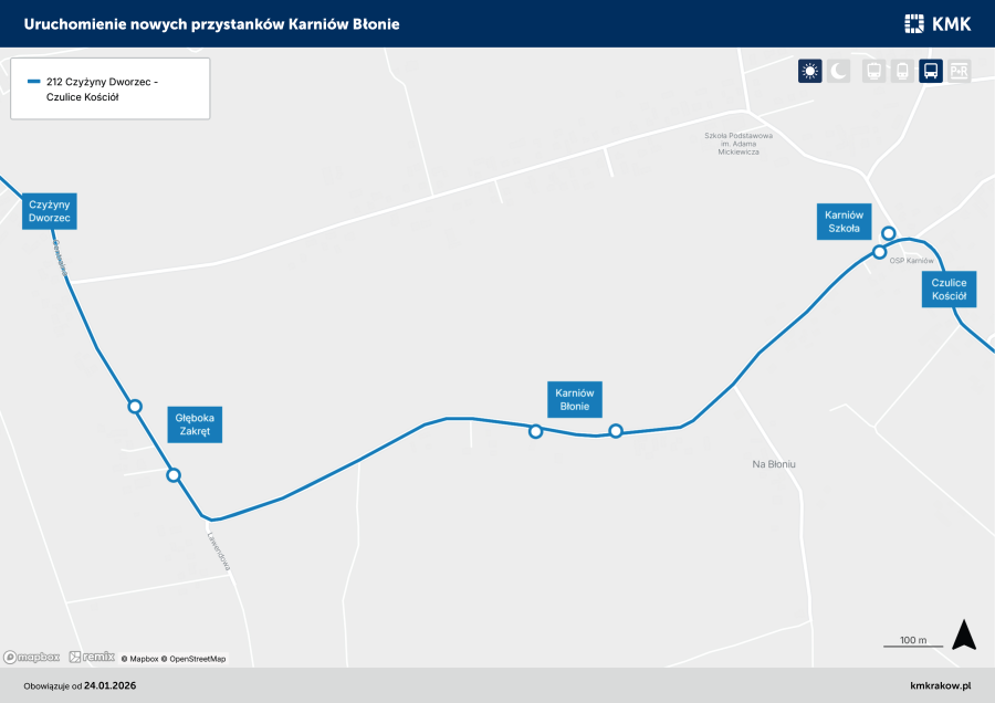 Uruchomienie nowych przystanków Karniów Błonie