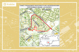 Granice projektu miejscowego planu zagospodarowania przestrzennego obszaru obszaru „Na Kozłówce”