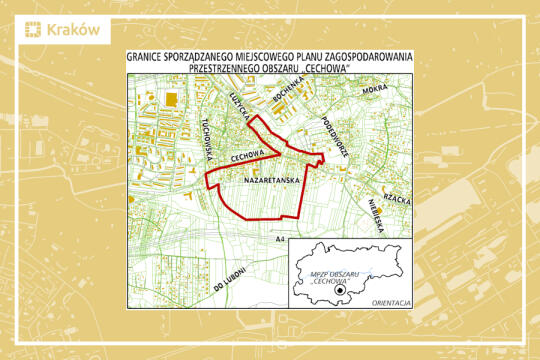 Granice projektu miejscowego planu zagospodarowania przestrzennego obszaru obszaru „Cechowa”