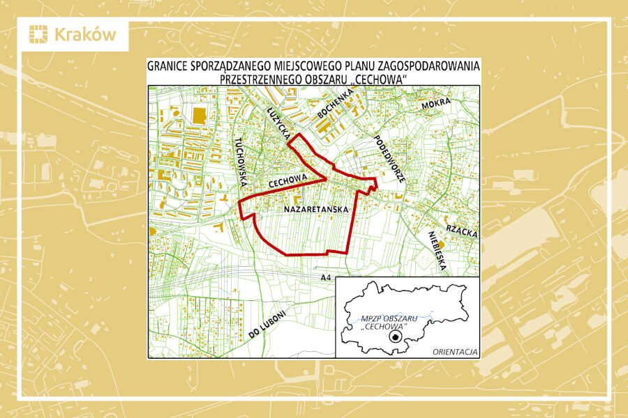 Granice projektu miejscowego planu zagospodarowania przestrzennego obszaru obszaru „Cechowa”
