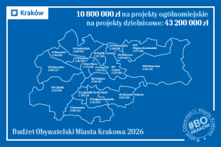 Grafika przedstawia podział środków na projekty dzielnicowe w 13. edycji Budżetu Obywatelskiego