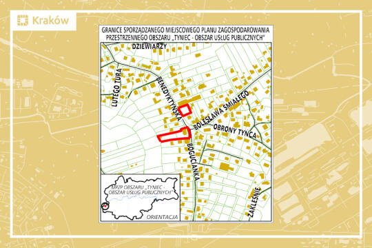 Granice miejscowego planu zagospodarowania przestrzennego obszaru „Tyniec – obszar usług publicznych”