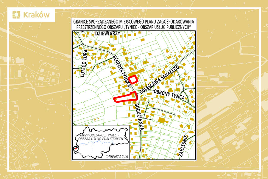 Granice miejscowego planu zagospodarowania przestrzennego obszaru „Tyniec – obszar usług publicznych”