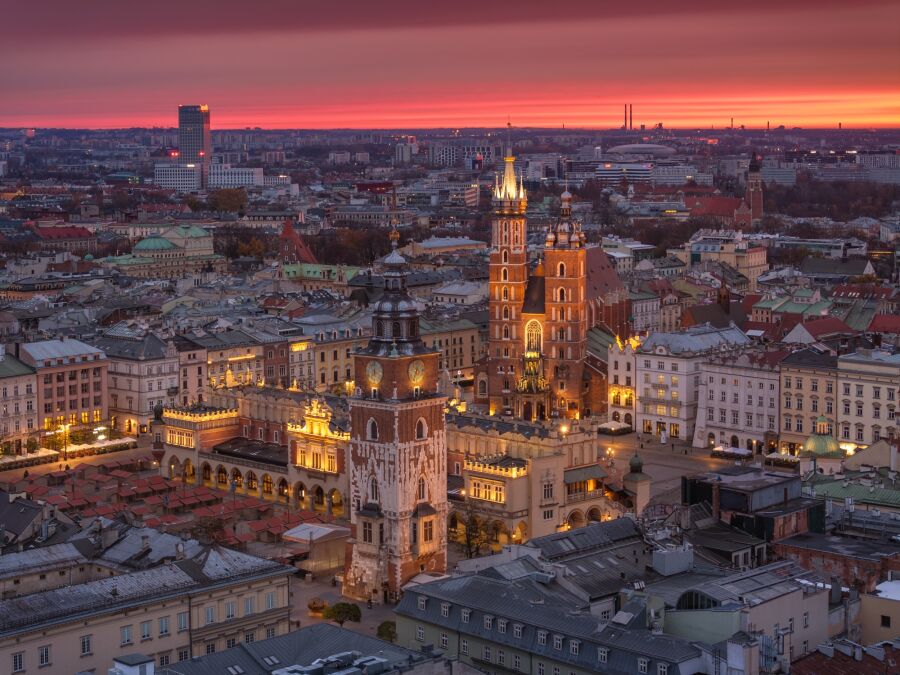 Widok na Rynek Główny w Krakowie 