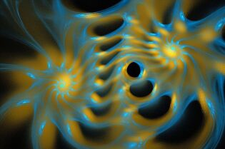 Grafika przedstawia kolorowe rysunki na czarnym tle.