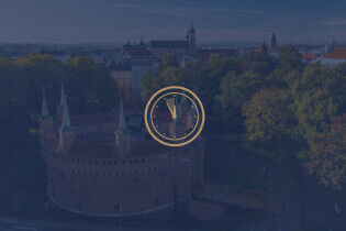 Grafika promująca rozliczenie podatku PIT w Krakowie z informacją o terminie składania deklaracji, na tle krakowskiego Barbakanu.