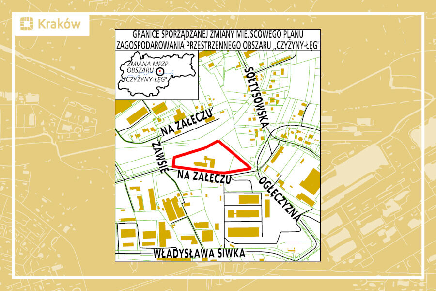 Granice miejscowego planu zagospodarowania przestrzennego obszaru „Czyżyny - Łęg”