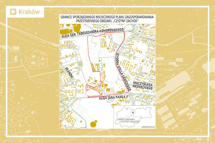Granice projektu miejscowego planu zagospodarowania przestrzennego obszaru „Czyżyny Zachód”