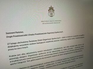 List prezydenta Krakowa do NGO-sów