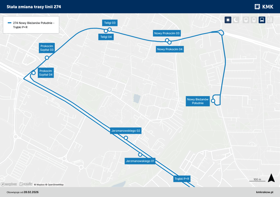 Stała zmiana trasy linii 274