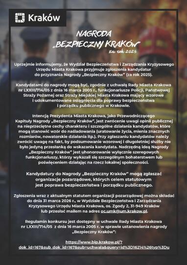 Plakat Nabór kandydatur do Nagrody 