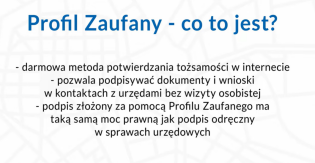 Na zdjęciu widać napis - "Profil Zaufany" - co to jest?
pod tym tekstem znajduje się opis czym jest profil zaufany i na co pozwala jego funkcjonalność oraz wytłumaczenie jaką rolę ma podpis zaufany