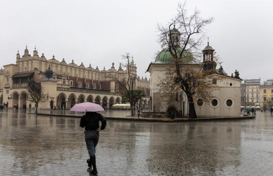 Deszcz na Rynku Głównym