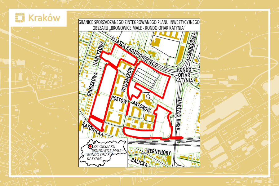 Granice zintegrowanego planu inwestycyjnego obszaru „Bronowice Małe – Rondo Ofiar Katynia”