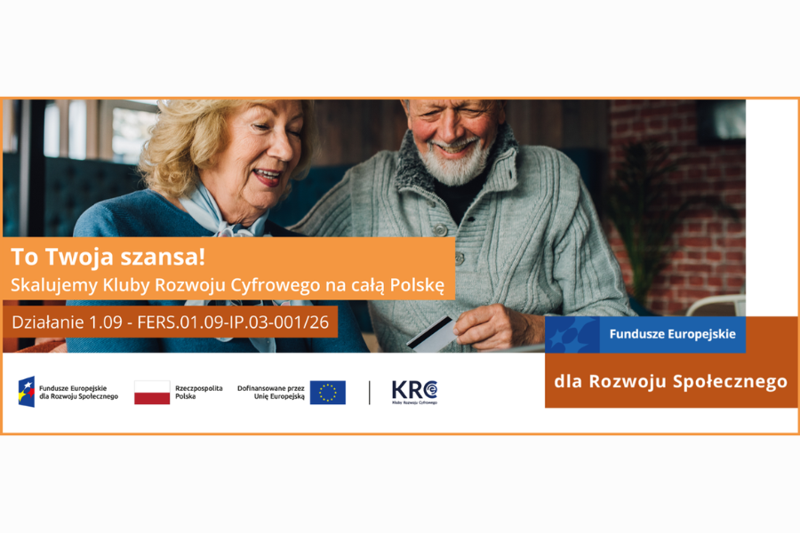 Centrum Projektów Polska Cyfrowa, kluczowe informacje na temat projektu, w tle para seniorów.