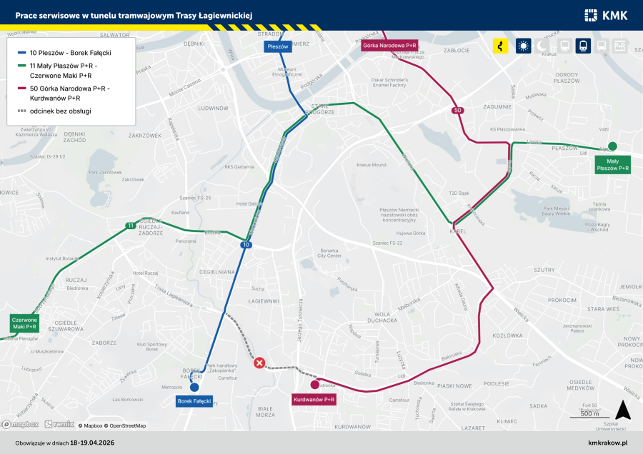 Prace w tunelu tramwajowym Trasy Łagiewnickiej