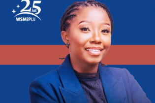 Grafika prezentująca Namatai Kwekwezę z treścią zapraszającą na jej wykład: MEMENTO: Pamięć, nadzieja i narodziny nowego ładu 