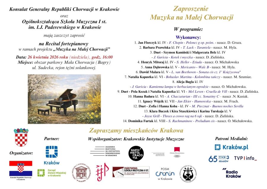 Recital fortepianowy na Małej Chorwacji – czwarta odsłona cyklu nad Bagrami