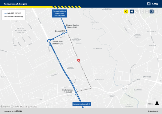 Rozbudowa ul. Glogera – linie 227, 267 i 937 pojadą objazdem