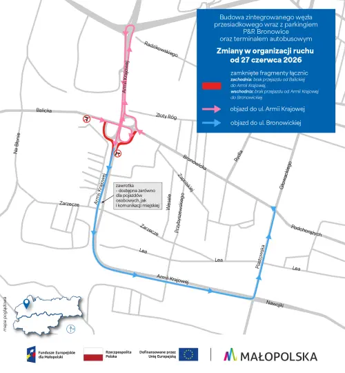Budowa P&R Bronowice: od soboty częściowe zamknięcie łącznic