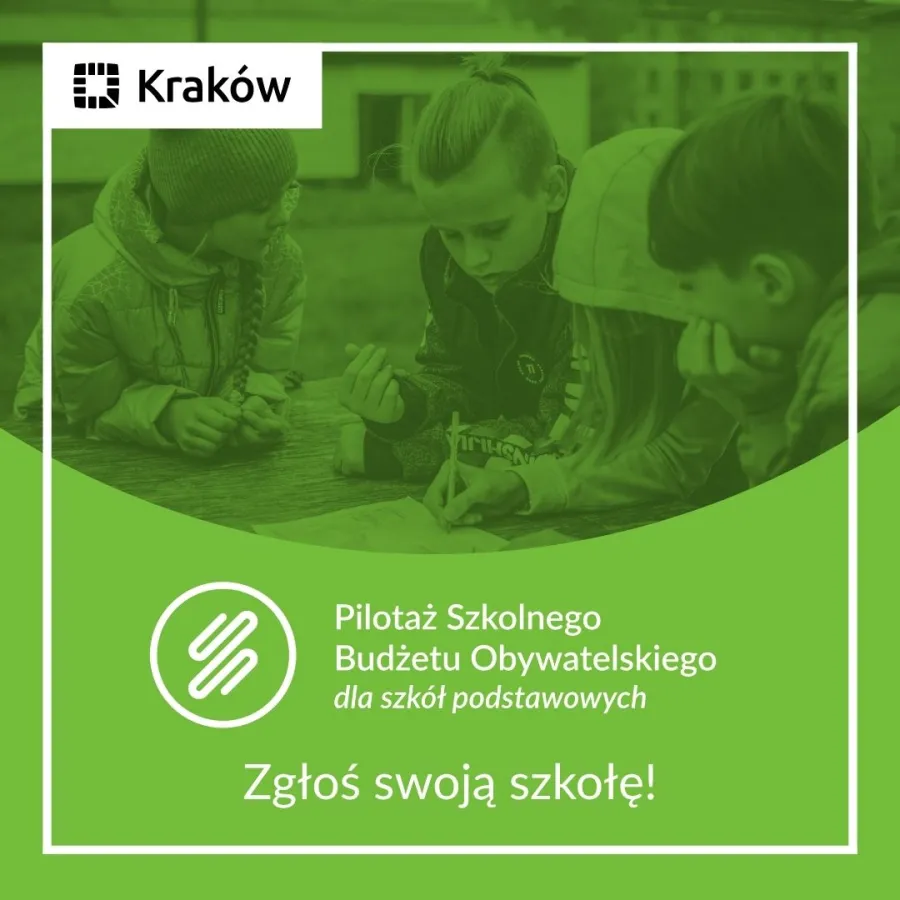Dzieci uczestniczą w zajęciach edukacyjnych w Krakowie, promujących budżet obywatelski.