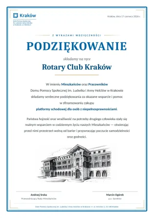 Uroczystości przekazania platformy schodowej.