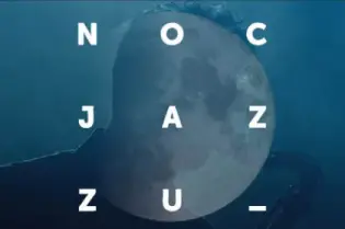Noc jazzu w Krakowie, 18 lipca 2026, z grafiką księżyca i muzykiem.